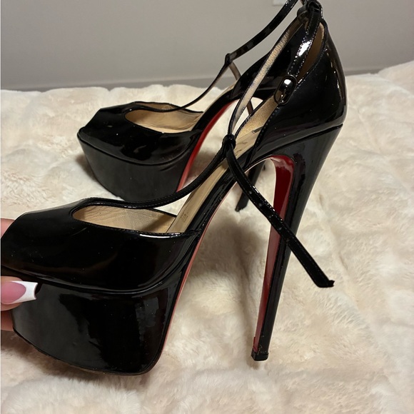 Christian Louboutin Black Patent Leather Heels - Picture 1 of 5